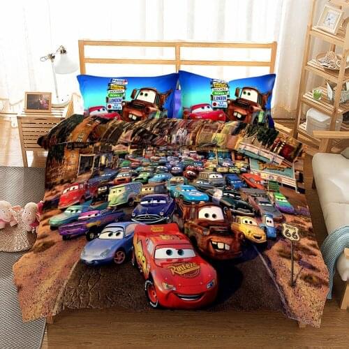 Lightning McQueen Car Bedding Set for Kids Bedroom Decor Twin Quilt Duvet Cover Set Single Bed Sheet Boys Home Childrens Linen