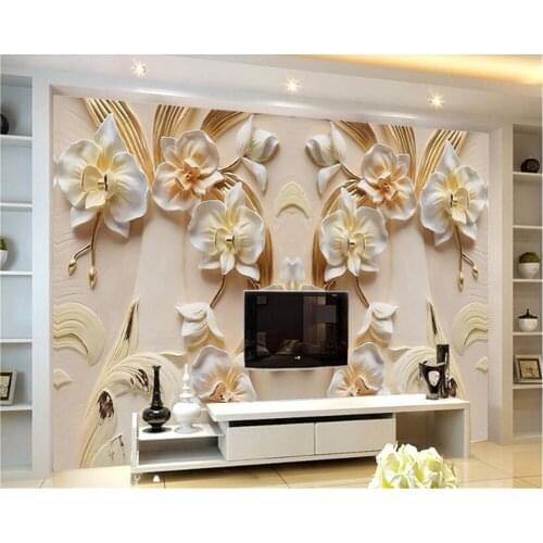 Beibehang hudas beauty Custom Phalaenopsis embossed floral wallpaper wallpaper wall decorative painting papel de parede behang