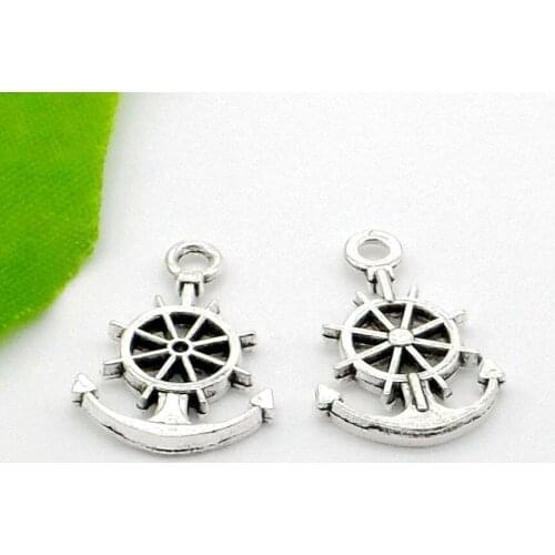 Free Ship 300Pcs Tibetan Silver 21*14mm Anchor Rudder charms Pendant For Jewelry Making