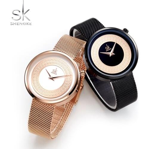 Shengke new Dress Female Watch Women Metal Mesh Fashion Classical ladies clock Luxury Brand Relogio Feminino 2019