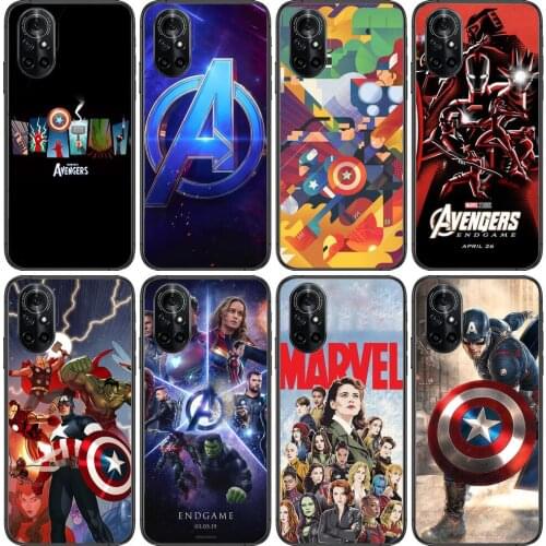 Marvel Clear Phone Case For Huawei Honor 20 10 9 8A 7 5T X Pro Lite 5G Black Etui Coque Hoesjes Comic Fash design