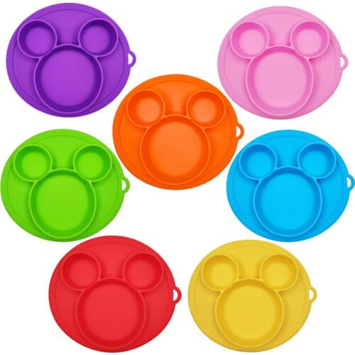 Baby Silicone Plate Kids Bowl Plates BPA Free Baby Feeding Suction Bowls Silica Gel Dishes Cartoon Children Training Tableware