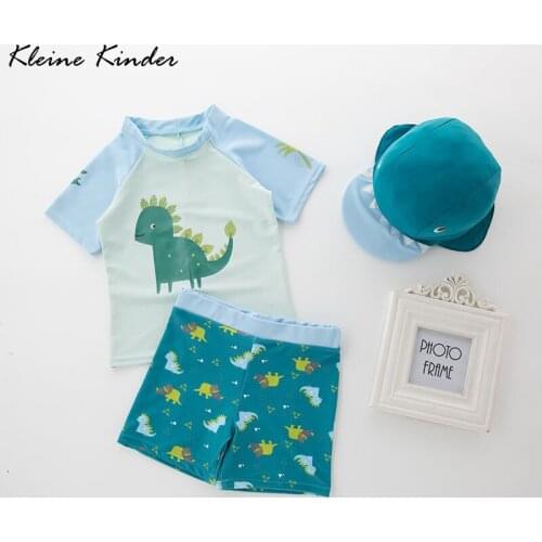 Swimwear Child Lizard Print Bathing Suit for Baby UV Protection Two-Piece Rash Guard with Hat Childrens Beach Swimsuit for Boys