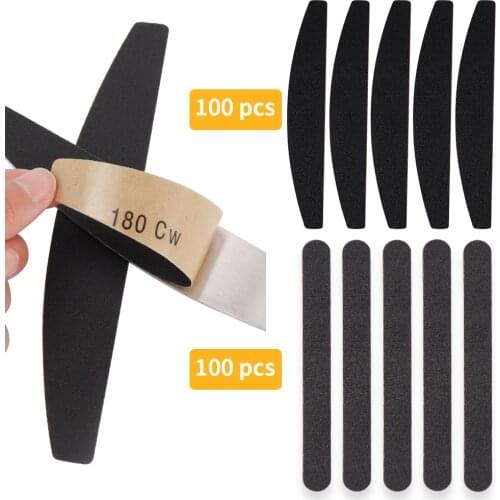 100pcs Double Sided Nail File Nail Replacement Sand With Stainless Steel Disposale Replacement Paper Nail Polish Sanding Buffer
