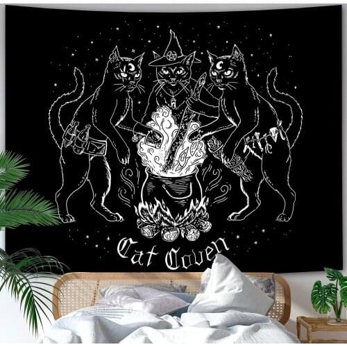 200/150cm Tapestry Black Cat Wall Hanging Tapestries Psychedelic Tapiz Living Room Home Wall Decor Blanket Large Beach Towel