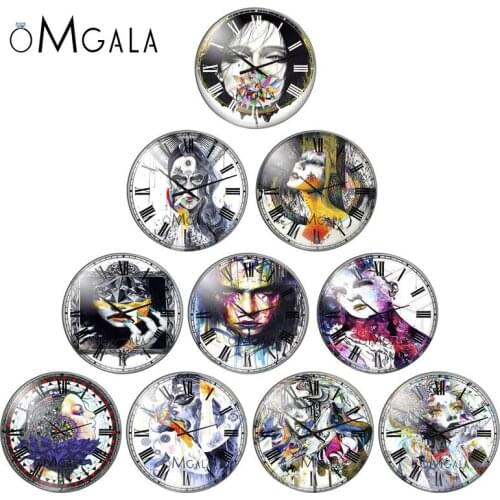 Art Painting Girls Clock Patterns 10pcs mixed 12mm/18mm/20mm/25mm/30mm Round photo glass cabochon demo flat back Making findings