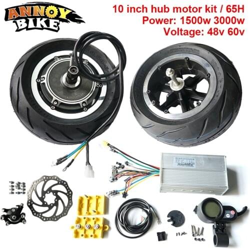 10 Inch Hub Motor Kit 48V 1500W 60V 3000W Electric Motorcycle Scooter Engine Buggy Gearless eBike Kit Brushless WIth Front Wheel