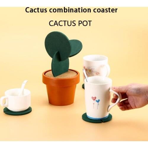 Creative Multi-functional Cactus Non-slip Coaster Heat Resistant Insulated Tea Mat DIY Home Tableware Coffee Cup Holder