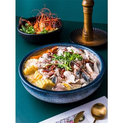 Pickled Cabbage Fish Large Pot Bowl Large Soup Bowl Soup Pot Noodle Bowl Household Ceramic Bowl Boiled Fish Bowl