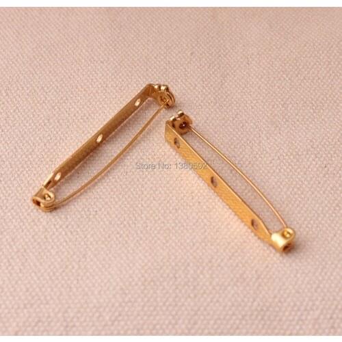 30pcs /lot 40*5mm gold color metal safety pins decoration brooch sewing pins for garment