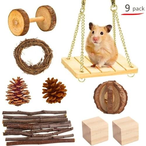 Hamster Toys Kit Pet Toy 9pcs/ Set Chinchillas Supplies Pet Wheel Rat Toys Pet Supplies Value Bundle Hamster Ball