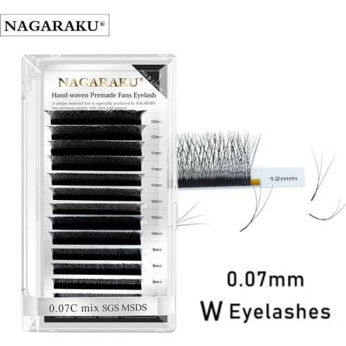 NAGARAKU Automatic Flowering W Shape Bloom 3D Premade Fans Eyelash Extensions Natural Soft Light Individual Lashes Full Dense