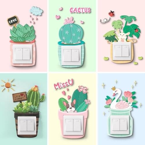 Switch Sticker Animal Unicorn Cover Cartoon Room Decor 3D Wall Silicone On-off Switch Luminous Light Switch Outlet Wall Sticker