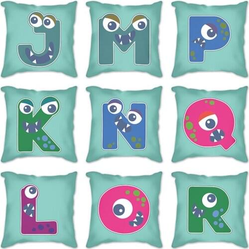 Cartoon Cushion Cover letters Decorative Pillow Cover alphabet Print Pillow Case Sofa Car Cushion Cover Home Decor 45x45cm