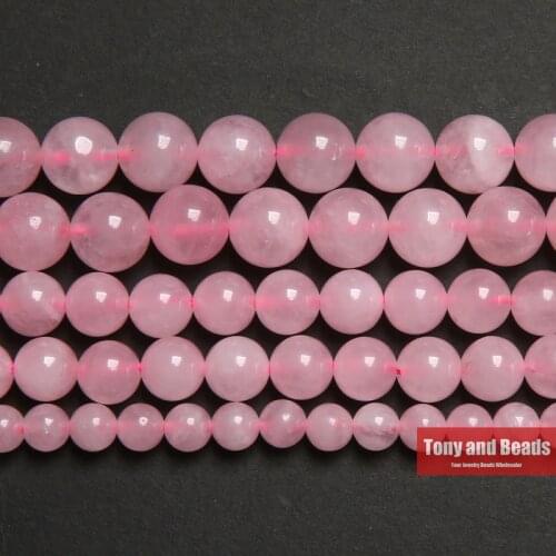 Rose Pink Quartz Crystals Loose Beads Stone 15" Strand 3 4 6 8 10 12 MM Pick Size For Jewelry Making