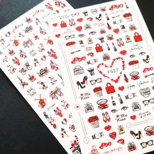 Newest F-527 528 design nail sticker decal stamping back gule DIY nail decoration tools