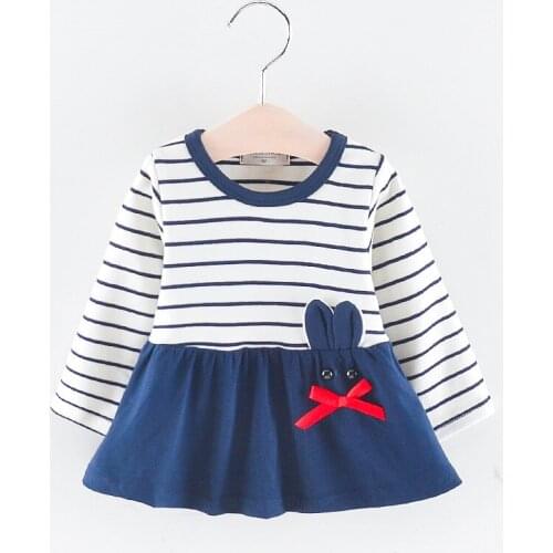 2019 New Baby Girls Dress Spring Autumn Newborn Baby Dress for baby Striped Rabit Dresses Cute Princess Infant Striped Clothing