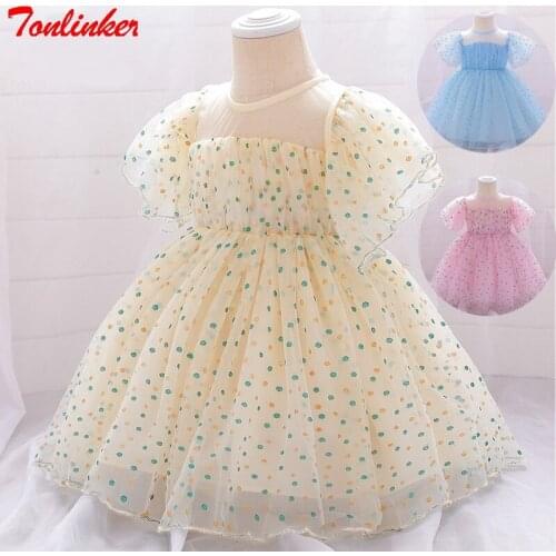 2020 New Birthday Childrens Fluffy Polka Dot Bronzing Dress Toddler Role-play Princess Costume Halloween Cosplay Clothes