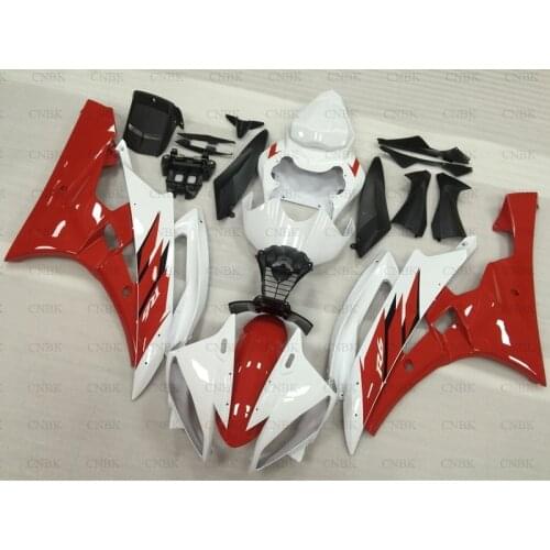 Abs Fairing for YAMAHA YZFR6 2006 YZF600 R6 Plastic Fairings 2007 for YAMAHA YZFR6 Fairings 2006 - 2007 White Red