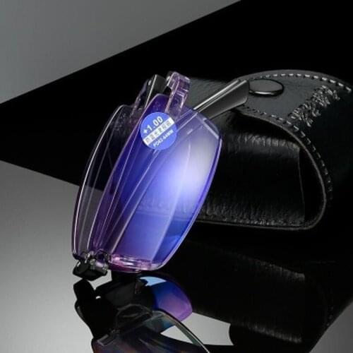 New Folding Reading Glasses with Case and Cloth Women Men Blue Light Blocking Presbyopic Eyeglasses Computer Eyewear +100~+400