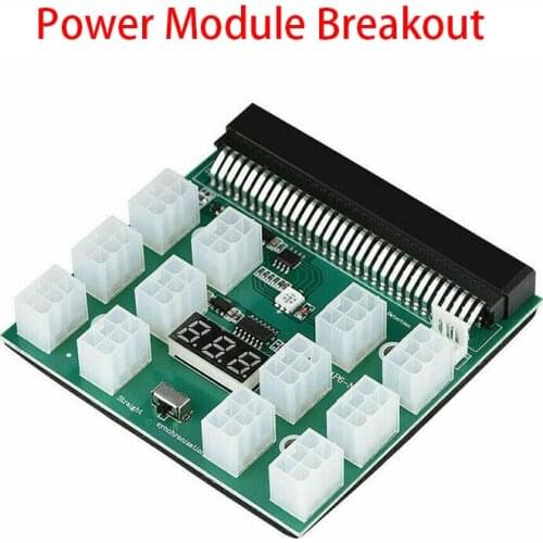 PCIE 64 Pin to 12x 6 Pin Adapter Power Module Breakout Board for HP 1200W PSU Server Power Conversion PSU GPU Mining Ethereum