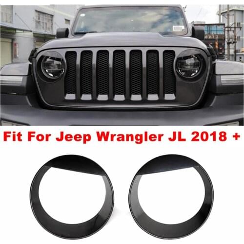 Front Head Lights Lamps Angry Bird Style Decoration Ring Cover Trim For Jeep Wrangler JL 2018 2019 2020 ABS Exterior Refit Kit