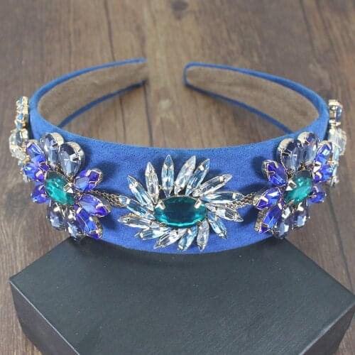 Luxury Blue Geometric Pearl Hair band Baroque Headband Big Gem Pearl Wild Fashion Temperament T Stage Catwalk Hair Accessories