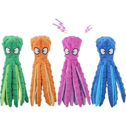 Practical 4Pcs 8 Legs Octopus Soft Stuffed Plush Dog Toys Outdoor Play Interactive Squeaky Dogs Toy Sounder Sounding Paper Toy