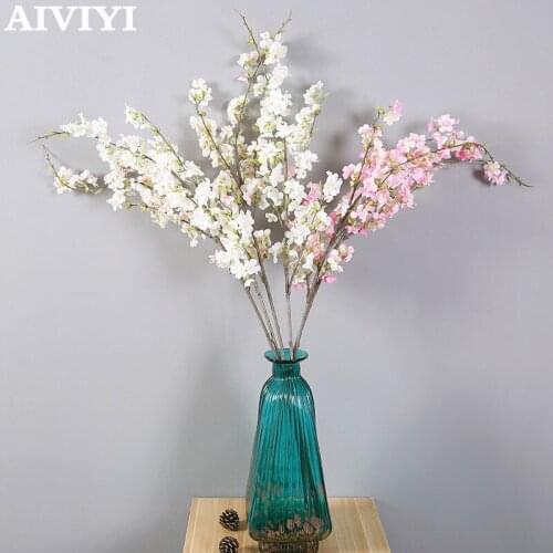 Romantic artificial cherry blossom flower plant silk peach DIY wedding garden home decoration new home flower bouquet