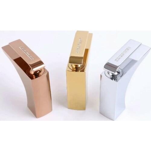 Rose gold/gold /Chrome solid brass Bathroom Sink square Faucet modern mixer tap deck mounted Crystal handle Luxury