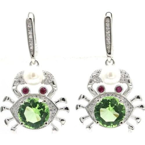 45x21mm Luxury Created Rich Blue Aquamarine White CZ Gift For Sister Wedding Silver Earrings