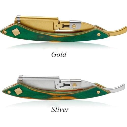 2021 New Retro Stainless Steel Folding Razor Holder For Shaving Sandalwood Handle Professional Barber Retro Vintage Razor G1223