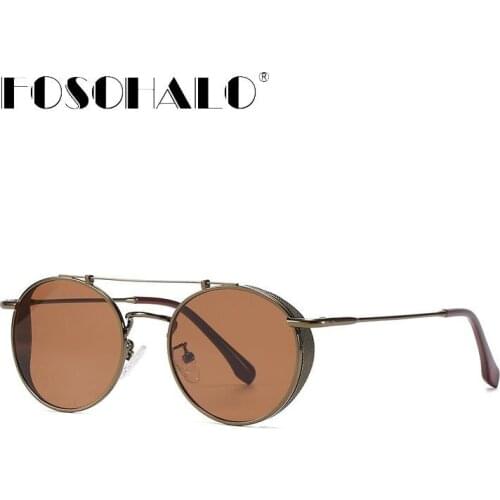 Round Metal Steampunk Sunglasses Men Women Fashion luxury sun Glasses Brand Designer Retro Vintage male Sunglasses oculos