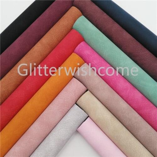 Glitterwishcome 21X29CM A4 Size Nubuck Touch Rough Vintage Faux Leather Fabric, Synthetic Leather Sheets PU for Bows, GM465A