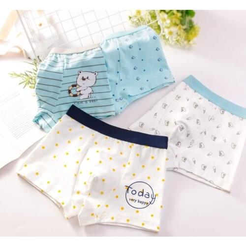 4pcs/Lot Boys Boxer Briefs Kids Cotton Underwear Baby Boy Underpants Students Teenager Cartoon Print Soft Children Panties 2-14T