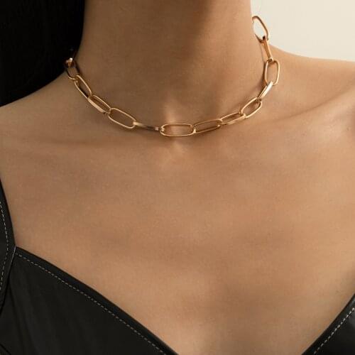 Vintage Retro Curb Chain Necklaces For Women Men Geometric Cuban Chunky Lock Link Female Fashion Jewelry Unique Wedding Gift