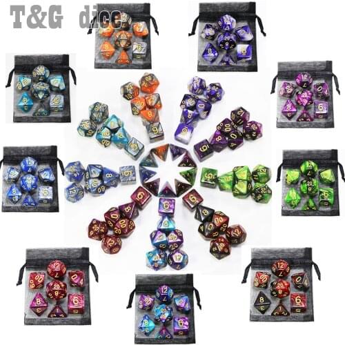 Top Grade 7pcs/set 9 Colors for Choose Gemini Creative Dice Family Games DND BoardGame Entertainment