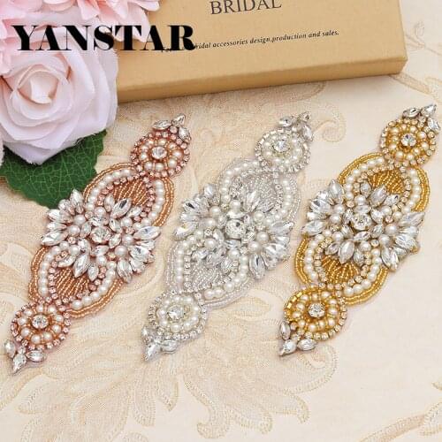 YANSTAR(30pcs) Wholesale Wedding Dress Belt Plus Size Rhinestones Appliques Acessory For Bridal Gown Sash DIY Bridal Belt YS845