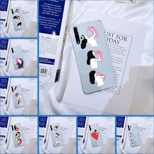 Back Cover For Huawei Honor 8S 8A Pro V20 Funny Girl Cat Cartoon Cute Phone Case Silicone For Huawei Honor 20 Lite Pro 10i 20i