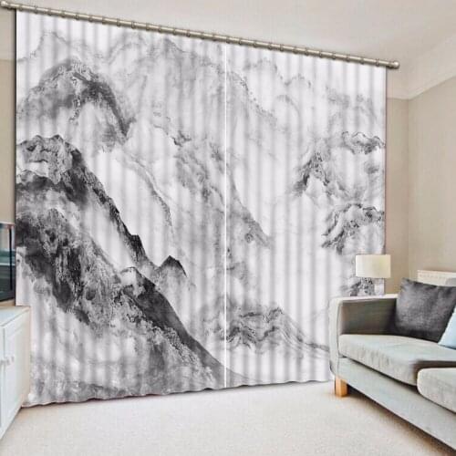 The Living Room Curtains mountain landscape Photo 3D Curtain Blackout Polyester/Cotton Sheer Curtains Curtain Fabric