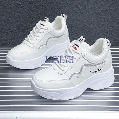 2021 Spring Autumn Womens White Shoes Sneaker Thick-Soled Casual Shoes Increased Womens Shoes Single Shoes Zapatillas Mujer