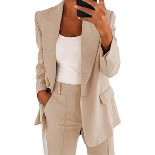 Lady Popular Long Sleeve Faux Pockets Blazer Outwear Suit Jacket Faux Pockets for Business