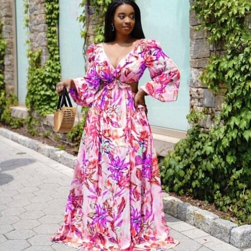 Summer African Dress For Women Fashion Dashiki Print Split Vestido 2021 New Arrival Robe Elegant African Party Maxi Dress