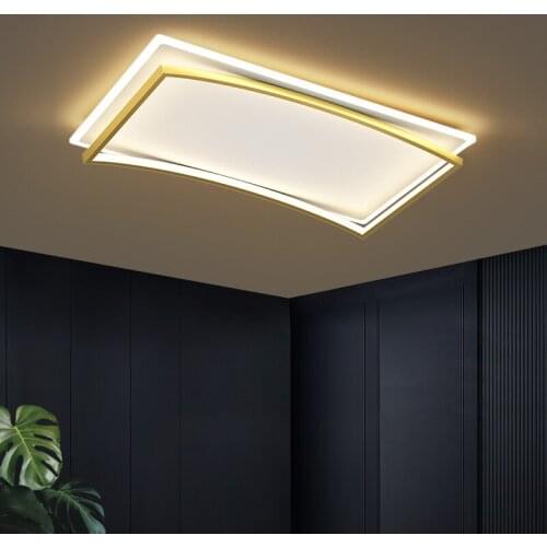 Gold Black Square Modern LED Chandeliers Lights Dimmable Indoor Lighting Bedroom Dining Living Room Salon Hall Lamps With Remote