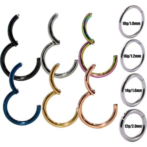 1Pc 20G-14G Thin Nose Ring Septum Helix Nostril Piercing Labret Lip Fake Piercing Titanium Cartilage Fake Earrings Hoop