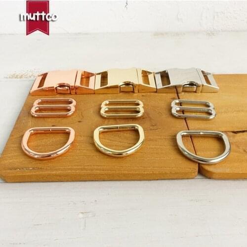 100sets/lot (metal buckle+adjust buckle+D ring/set) DIY Dog Collar Metal Curved Side quick Release Buckles for 2.5cm 3 colors