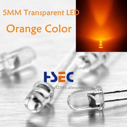 1000pcs 5mm Transparent led Orange Color led light super bright emitting diode F5MM Orange LED have 5MM Red White Green Bule