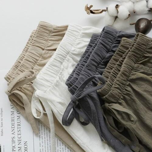 2021 New Hot Summer Casual Cotton Linen Shorts Women Plus Size High Waist Shorts Fashion Short Pants Streetwear Womens Shorts