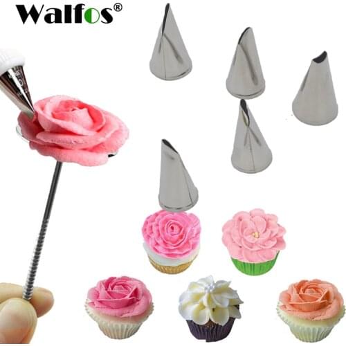 5 Pcs Rose Petal Metal Cream Tips Cake Decorating Tools Steel Icing Piping Nozzles Set Cake Cream Decorating Cupcake Pastry Tool