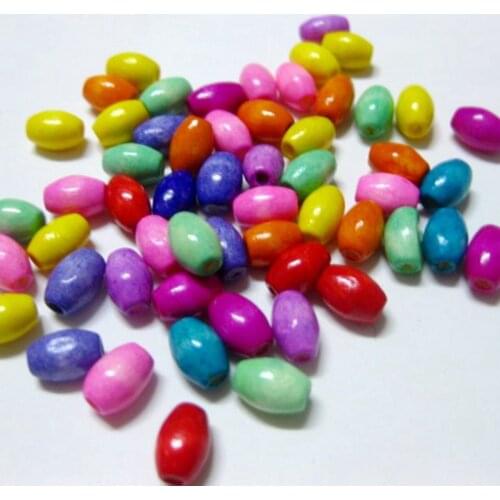 500 Mixed Colour 5X8mm Oval Wood Beads~Wooden